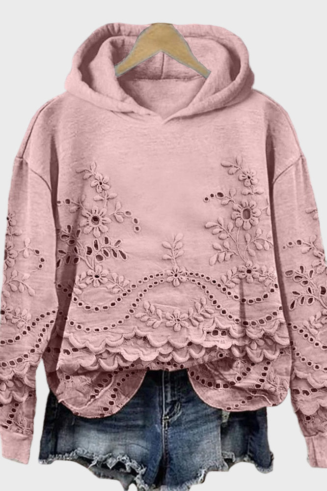 Sudadera con Capucha de Encaje
