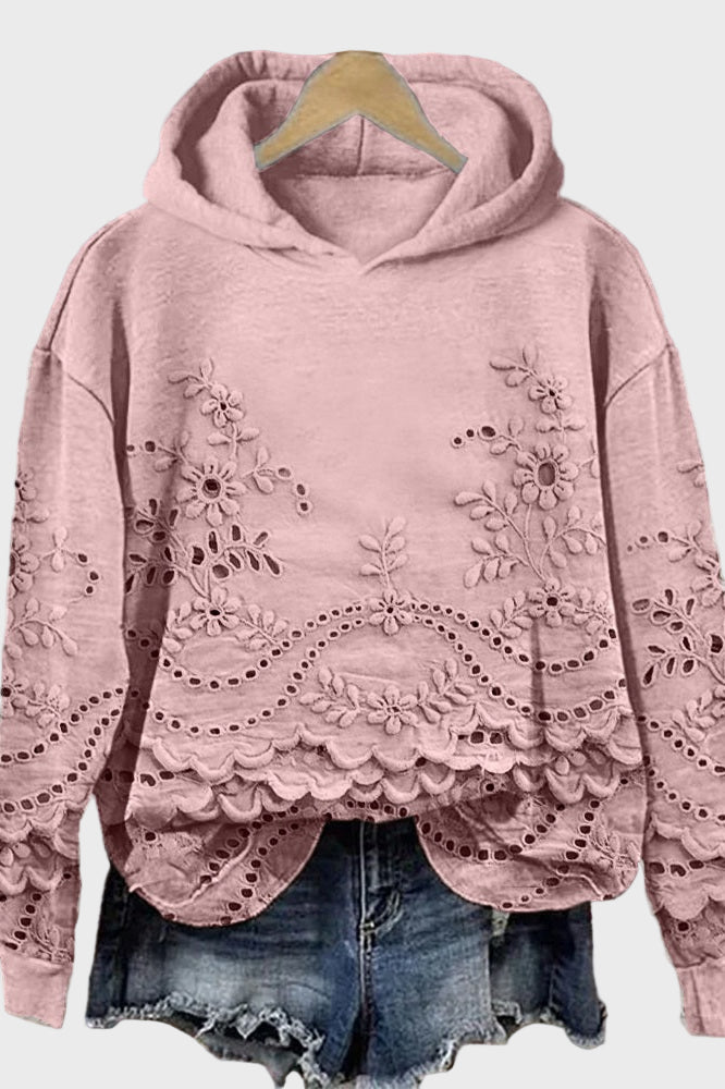 Sudadera con Capucha de Encaje