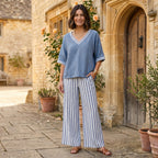 Clara - Conjunto de Lino Túnica y Pantalones Rayas