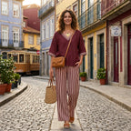 Clara - Conjunto de Lino Túnica y Pantalones Rayas