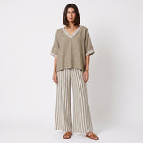 Clara - Conjunto de Lino Túnica y Pantalones Rayas