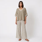 Clara - Conjunto de Lino Túnica y Pantalones Rayas