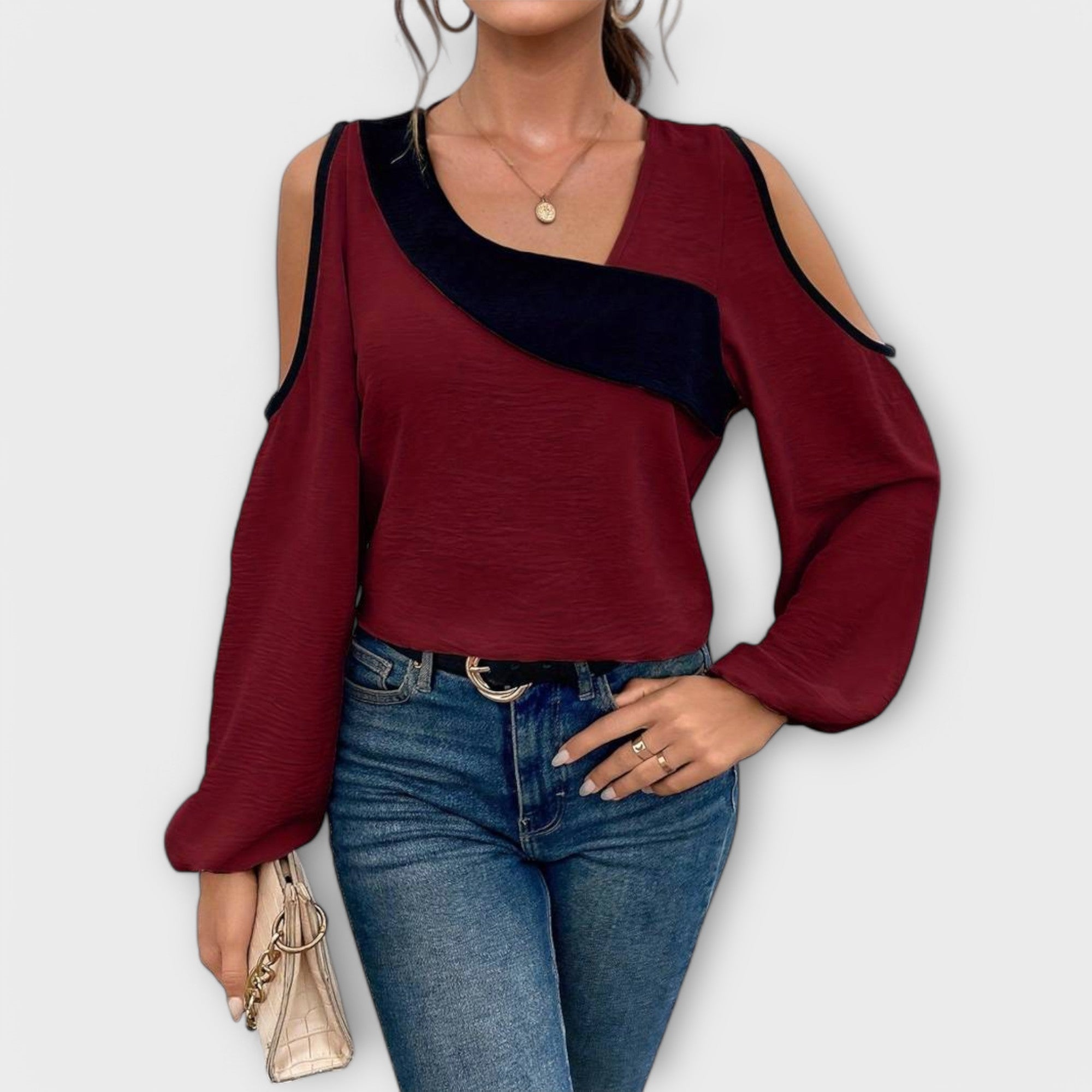 Escarlate - Blusa con escote cuadrado
