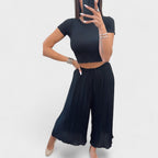 Maia - Pantalones Plisados Negros