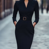 Iara - Vestido Justo Negro Refinado