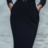 Iara - Vestido Justo Negro Refinado