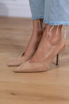 Marlena - Zapatos de tacón tipo slingback nude con un tacón fino