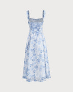 Renata - Vestido Midi Azul Floral