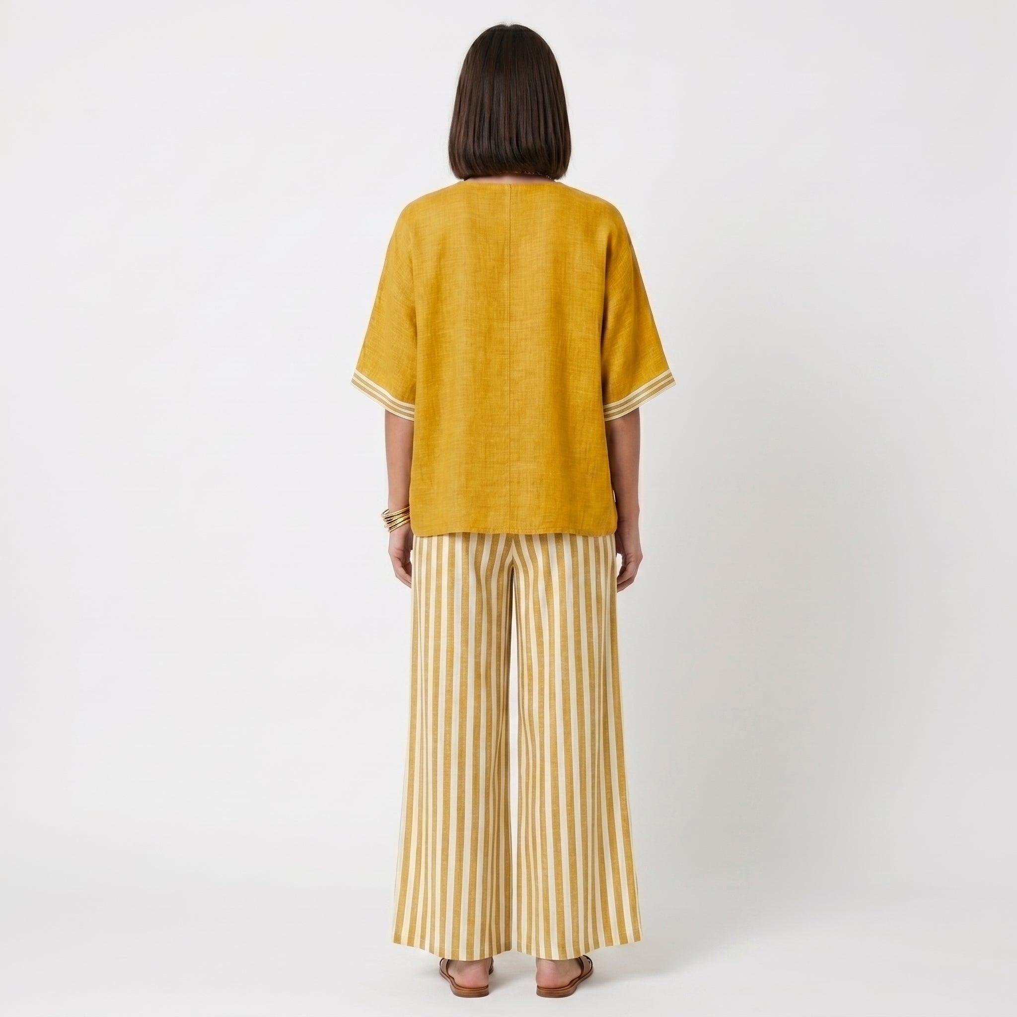 Clara - Conjunto de Lino Túnica y Pantalones Rayas